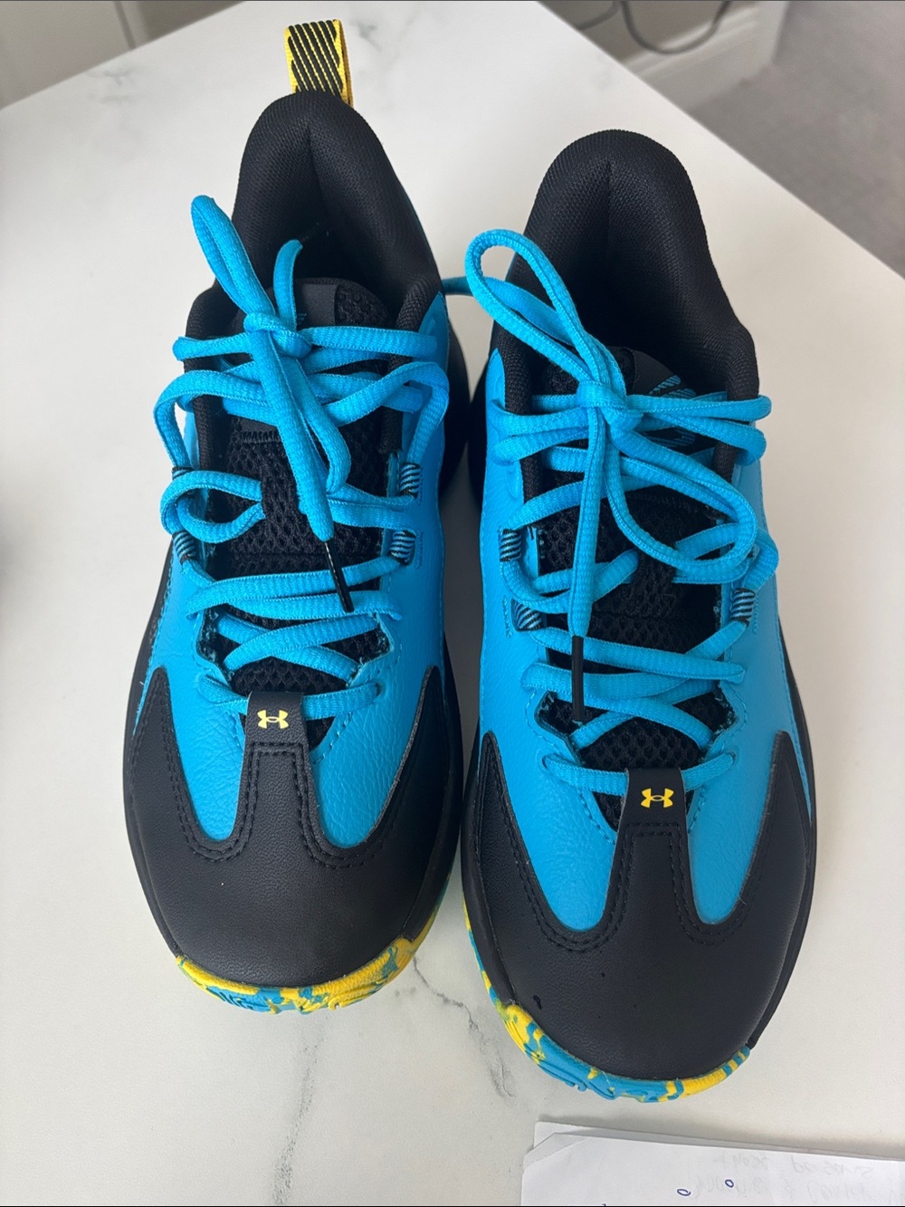 NWOT Under Armour Kids' Blue and Black Athletic Sneakers